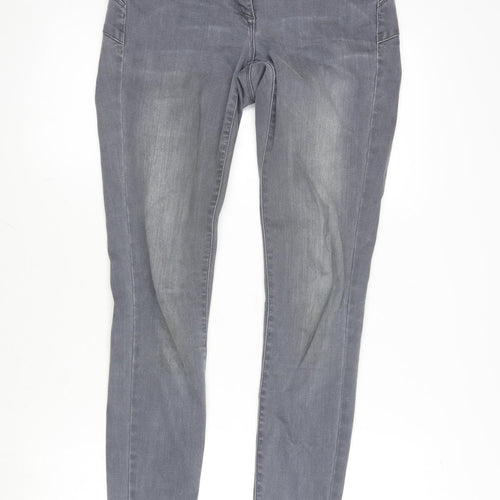 NEXT Womens Grey Cotton Blend Skinny Jeans Size 12 L31 in Regular Zip