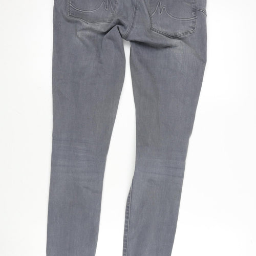 NEXT Womens Grey Cotton Blend Skinny Jeans Size 12 L31 in Regular Zip