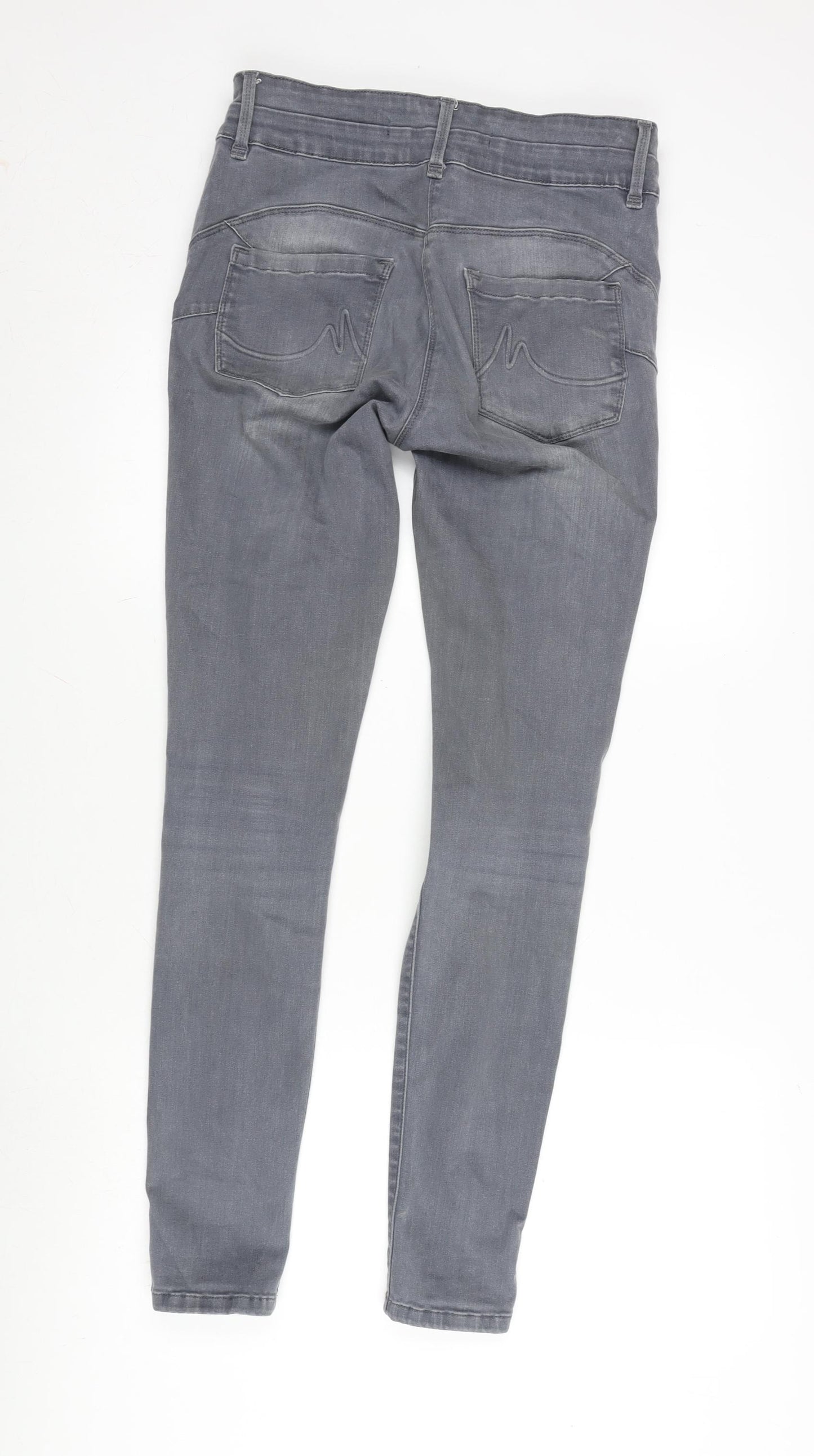 NEXT Womens Grey Cotton Blend Skinny Jeans Size 12 L31 in Regular Zip