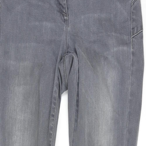 NEXT Womens Grey Cotton Blend Skinny Jeans Size 12 L31 in Regular Zip