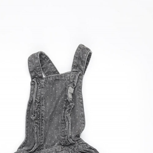 Mini Club Girls Grey Cotton Pinafore/Dungaree Dress Size 18-24 Months Square Neck