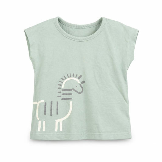 Front view of George Baby Green Cotton Basic T-Shirt, size 3-6, Months Crew Neck