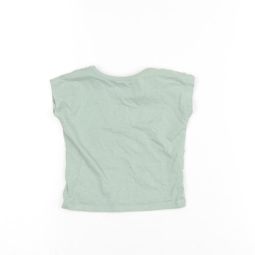 George Baby Green Cotton Basic T-Shirt Size 3-6 Months Crew Neck
