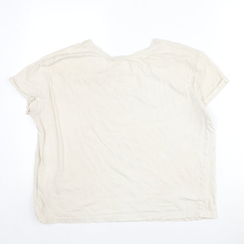 Marks and Spencer Womens Ivory Cotton Basic T-Shirt Size L Crew Neck