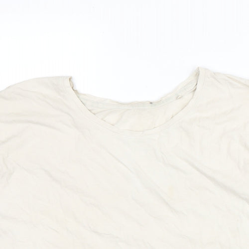 Marks and Spencer Womens Ivory Cotton Basic T-Shirt Size L Crew Neck