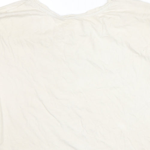 Marks and Spencer Womens Ivory Cotton Basic T-Shirt Size L Crew Neck