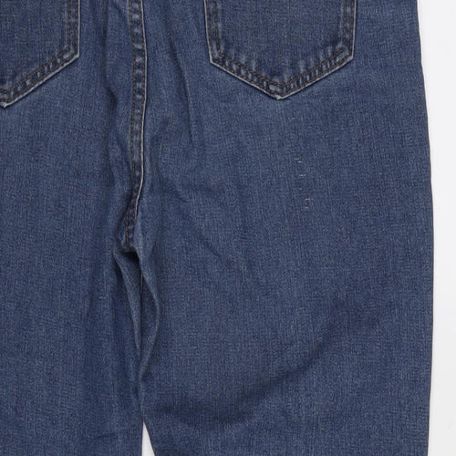 Boohoo Womens Blue Cotton Blend Straight Jeans Size 14 L25.5 in Regular Zip