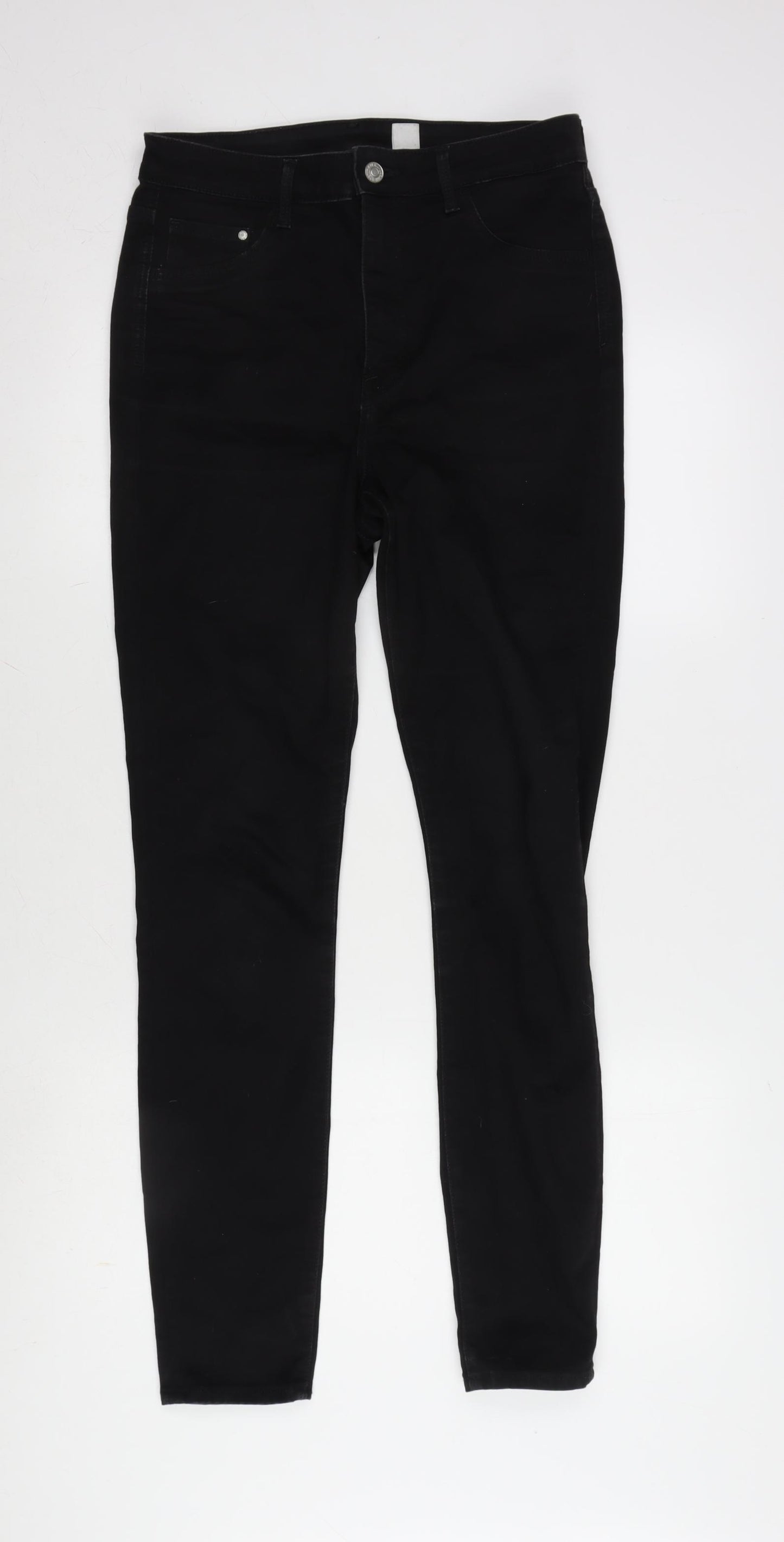H&M Womens Black Cotton Blend Tapered Jeans Size 30 in L30 in Regular Zip