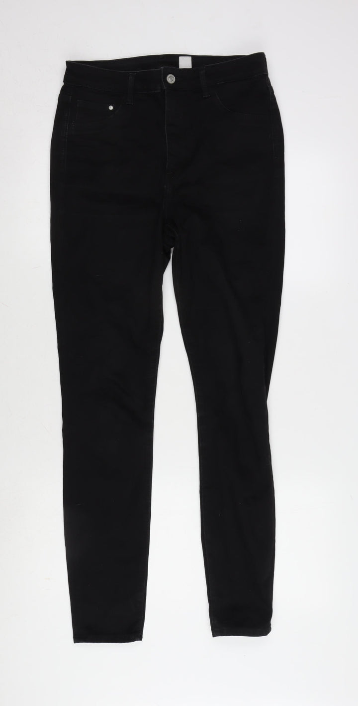 H&M Womens Black Cotton Blend Tapered Jeans Size 30 in L30 in Regular Zip