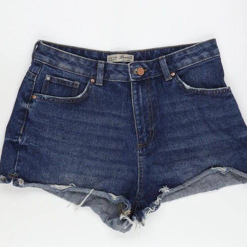 Denim & Co. Womens Blue Cotton Cut-Off Shorts Size 14 Regular Zip