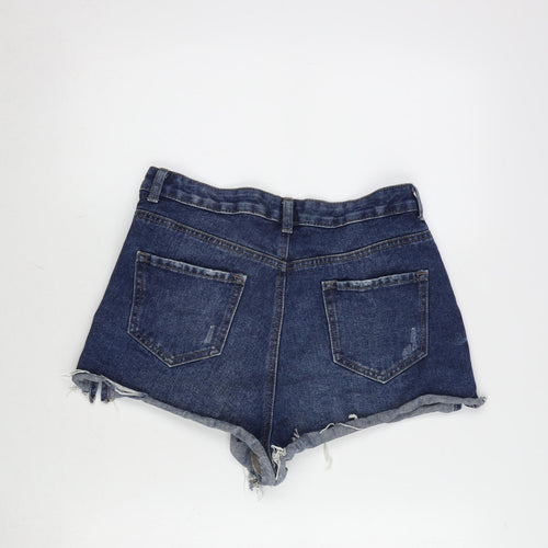 Denim & Co. Womens Blue Cotton Cut-Off Shorts Size 14 Regular Zip