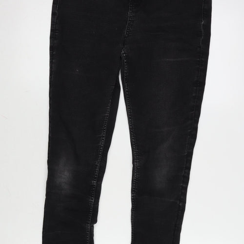 Marks and Spencer Womens Grey Cotton Blend Tapered Jeans Size 14 L27 in Regular Zip