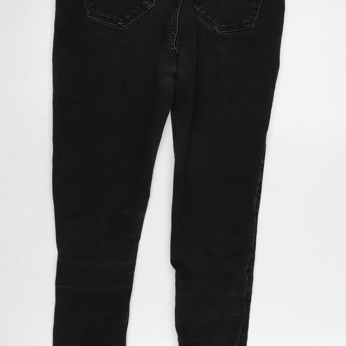 Marks and Spencer Womens Grey Cotton Blend Tapered Jeans Size 14 L27 in Regular Zip