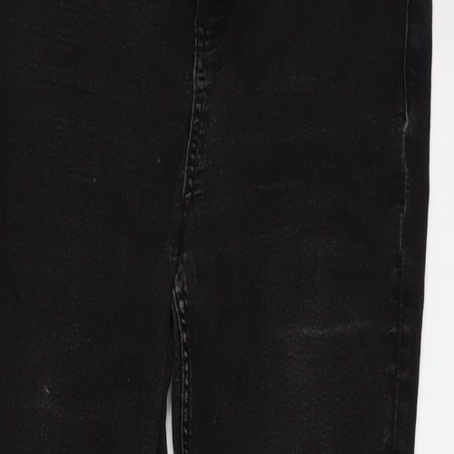 Marks and Spencer Womens Grey Cotton Blend Tapered Jeans Size 14 L27 in Regular Zip