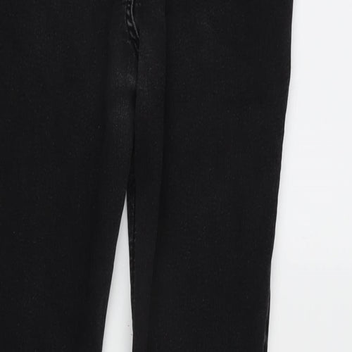 Marks and Spencer Womens Grey Cotton Blend Tapered Jeans Size 14 L27 in Regular Zip