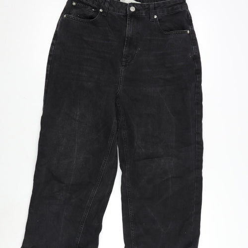 Topshop Womens Grey Cotton Cropped Jeans Size 30 in L22 in Regular Zip - Raw Hem