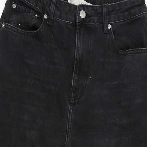 Topshop Womens Grey Cotton Cropped Jeans Size 30 in L22 in Regular Zip - Raw Hem