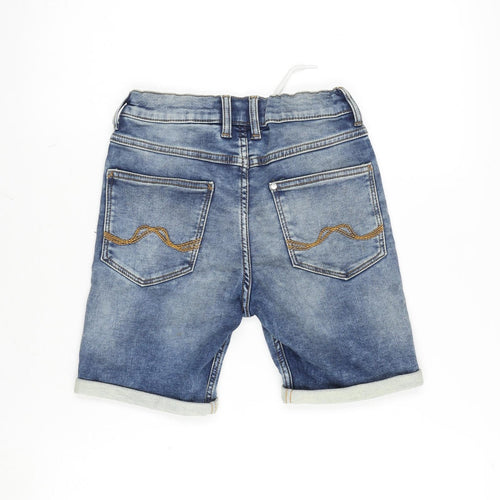 H&M Boys Blue Cotton Bermuda Shorts Size 9-10 Years Regular Zip