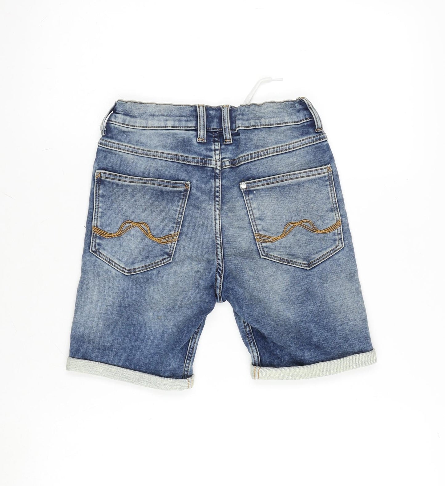 H&M Boys Blue Cotton Bermuda Shorts Size 9-10 Years Regular Zip