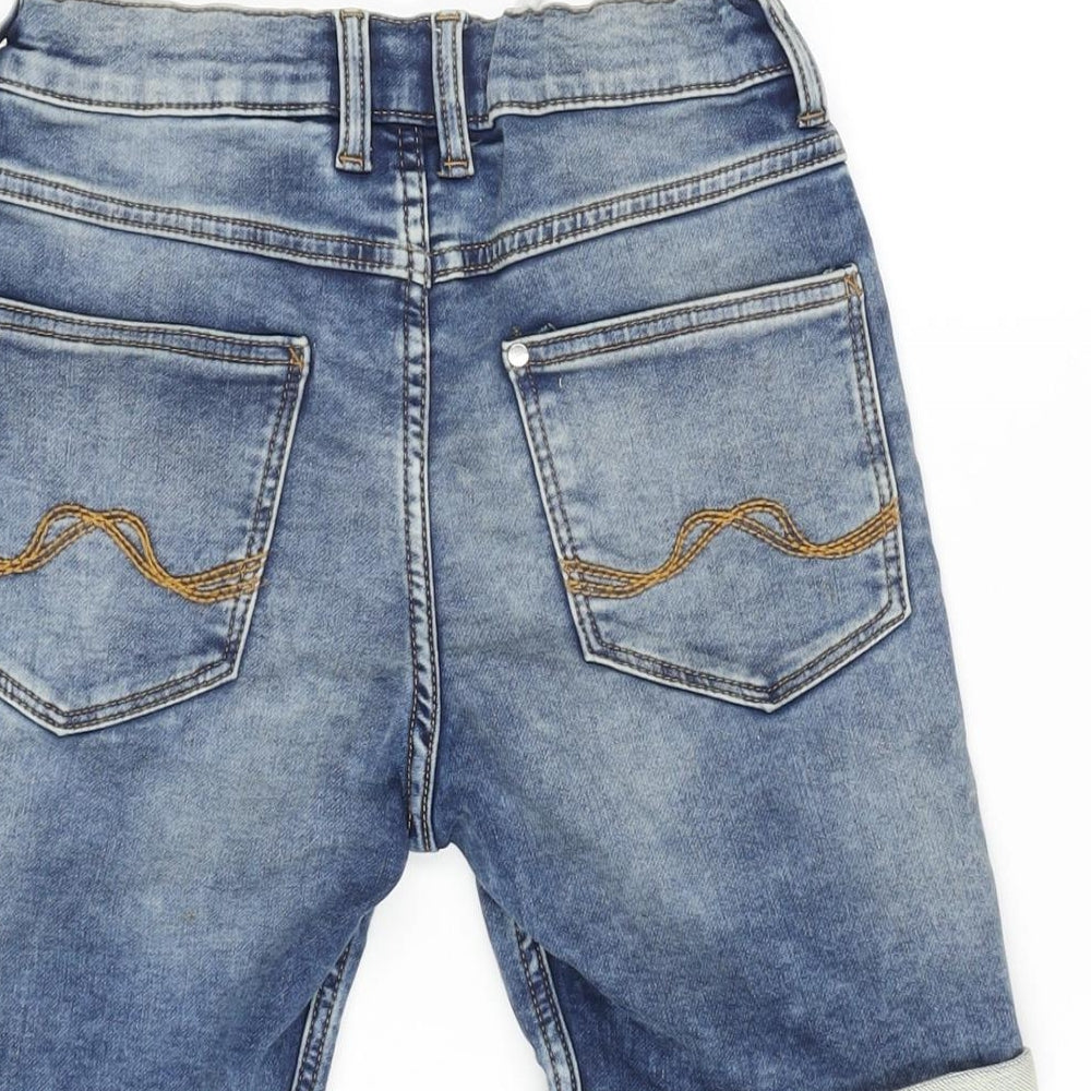 H&M Boys Blue Cotton Bermuda Shorts Size 9-10 Years Regular Zip