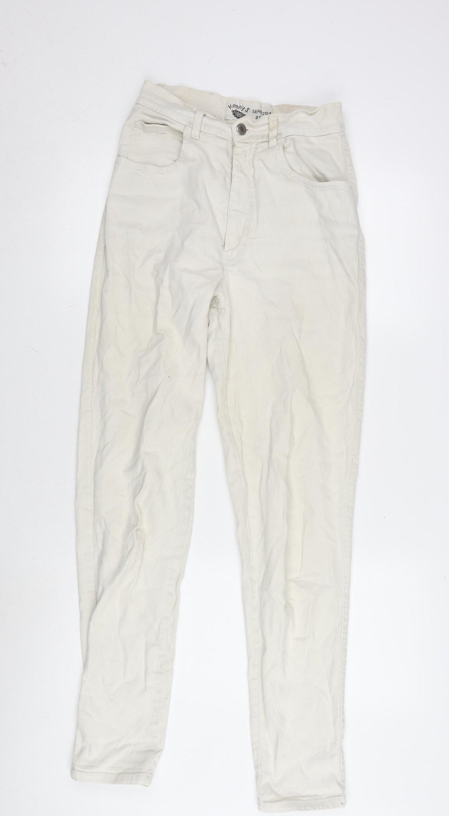 Kennys Womens Ivory Cotton Blend Tapered Jeans Size 25 in L31 in Regular Zip