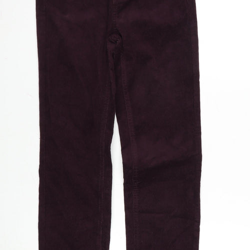 Marks and Spencer Womens Purple Cotton Trousers Size 8 L28 in Regular Zip