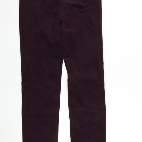 Marks and Spencer Womens Purple Cotton Trousers Size 8 L28 in Regular Zip