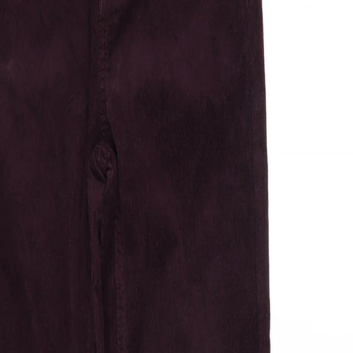 Marks and Spencer Womens Purple Cotton Trousers Size 8 L28 in Regular Zip