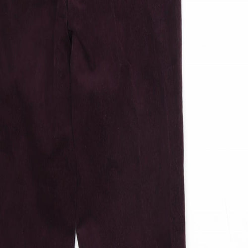 Marks and Spencer Womens Purple Cotton Trousers Size 8 L28 in Regular Zip