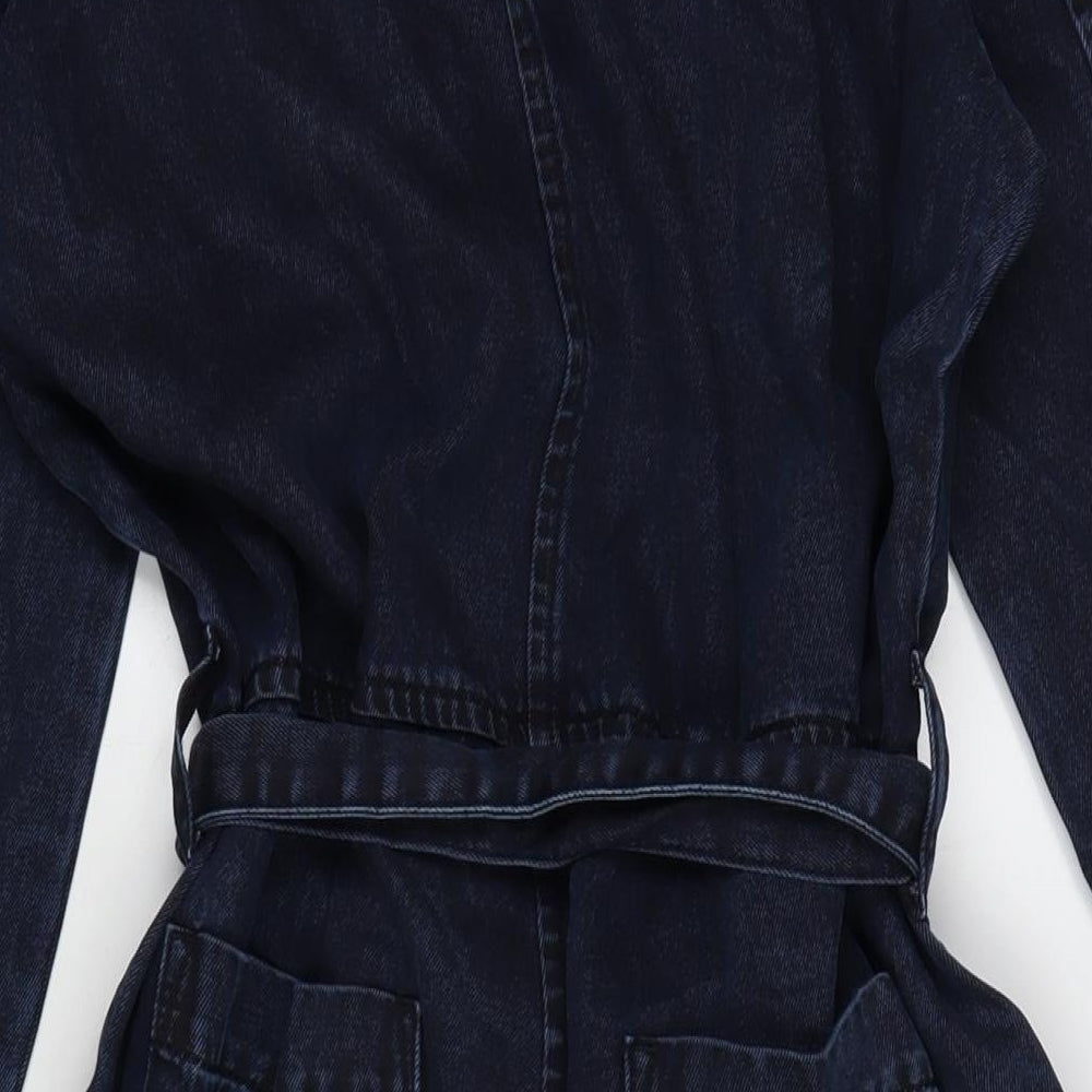 Jaeger Womens Blue Cotton Jumpsuit One-Piece Size 14 L31 in Button
