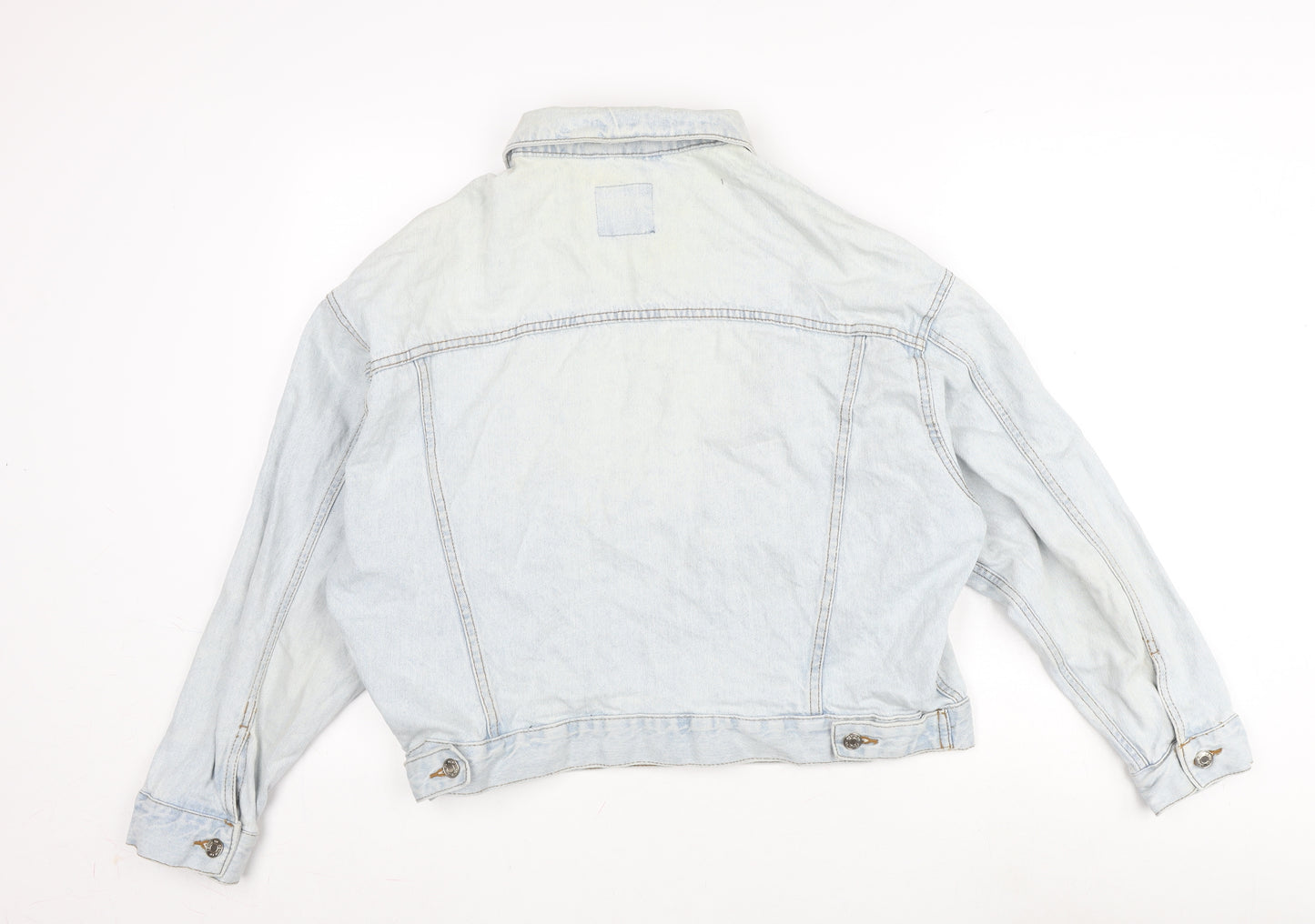 Denim & Co. Womens Blue Biker Jacket Size 14 Button