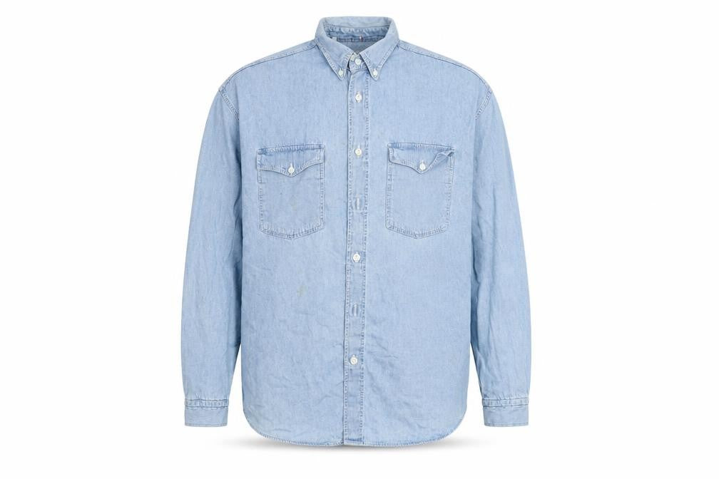 Spring Steen Mens Blue Cotton Button-Up Size 2XL Collared Button