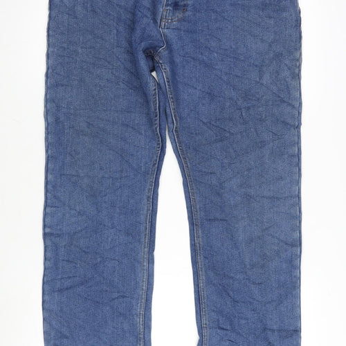 Denim & Co. Mens Blue Cotton Blend Straight Jeans Size 34 in L34 in Regular Zip