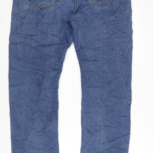 Denim & Co. Mens Blue Cotton Blend Straight Jeans Size 34 in L34 in Regular Zip