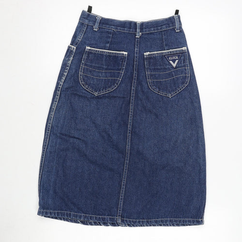 Click Womens Blue Cotton A-Line Skirt Size 24 in Zip