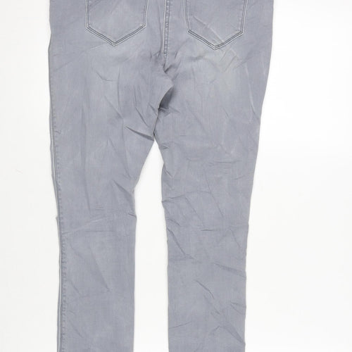NEXT Womens Grey Cotton Blend Tapered Jeans Size 12 L25 in Regular Zip