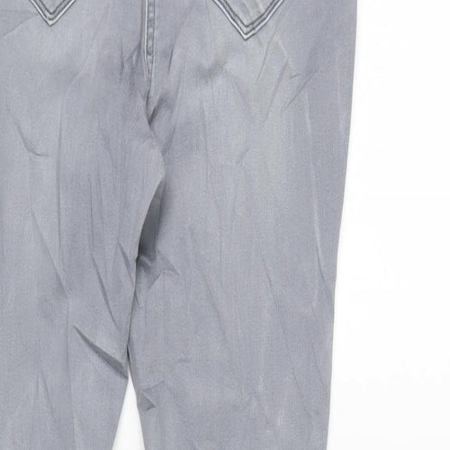 NEXT Womens Grey Cotton Blend Tapered Jeans Size 12 L25 in Regular Zip