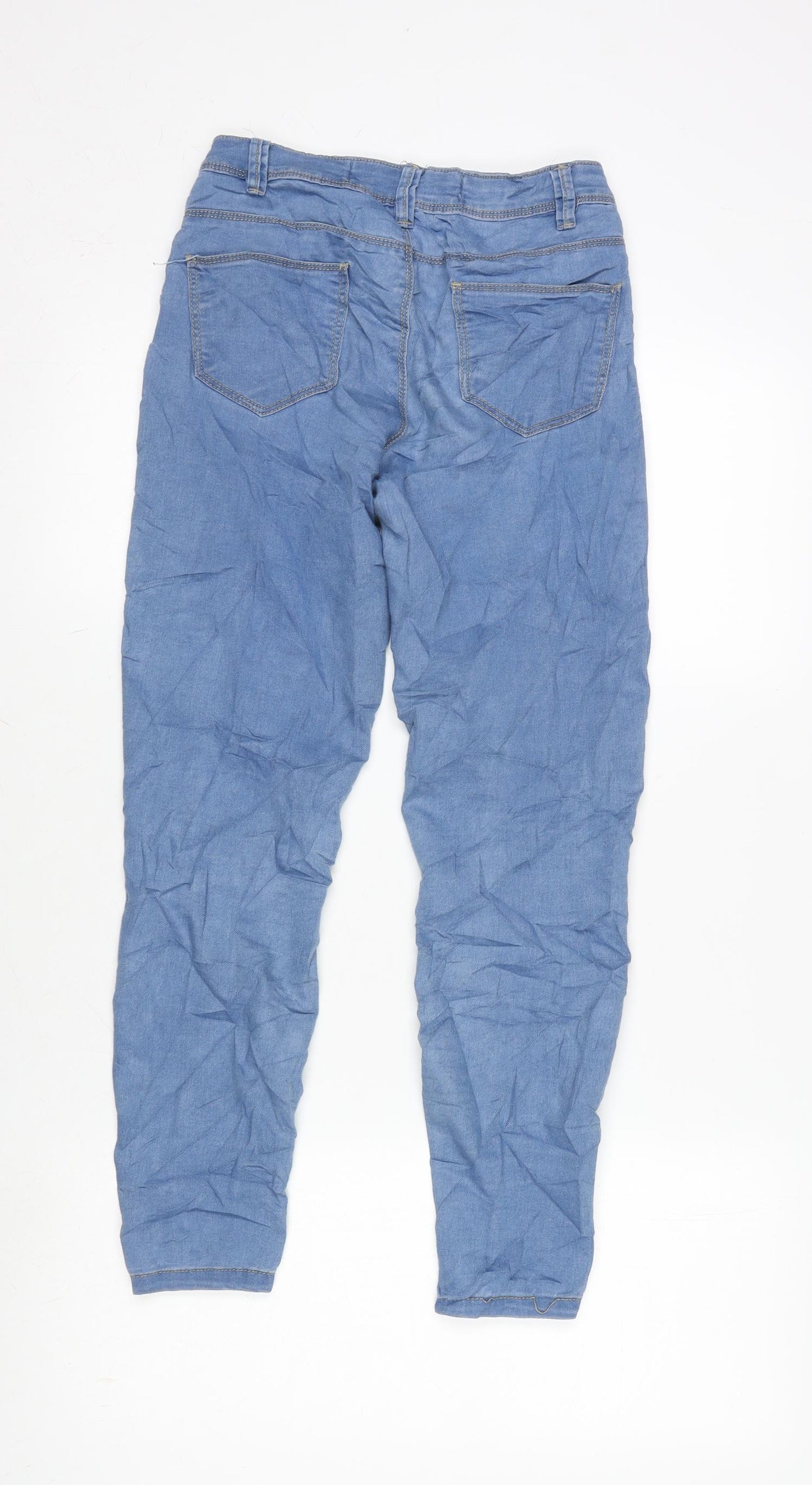 Denim & Co. Womens Blue Cotton Blend Straight Jeans Size 6 L25.5 in Regular Zip