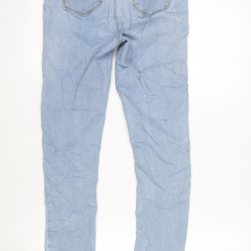 Denim & Co. Womens Blue Cotton Blend Tapered Jeans Size 8 L28.5 in Regular Zip
