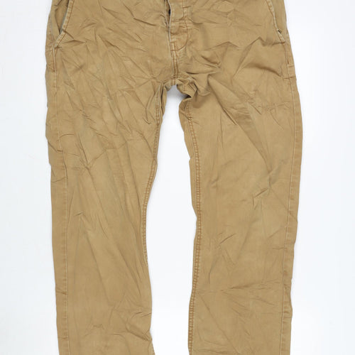 F&F Mens Brown Cotton Blend Straight Jeans Size 38 in L28 in Regular Button
