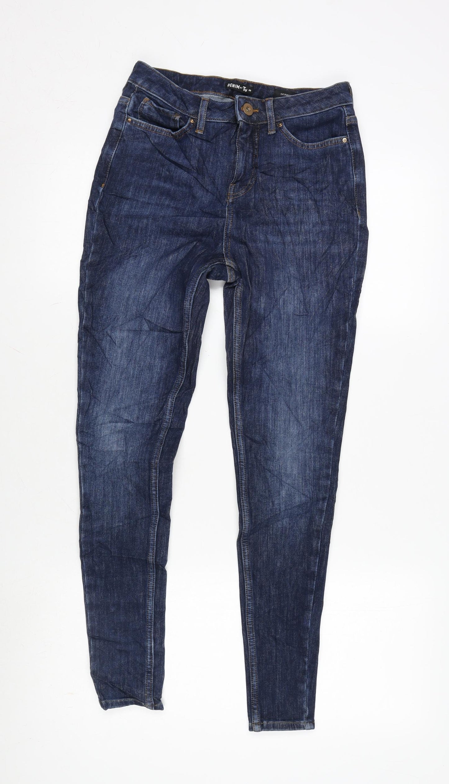 TU Womens Blue Cotton Blend Skinny Jeans Size 8 L27 in Regular Zip