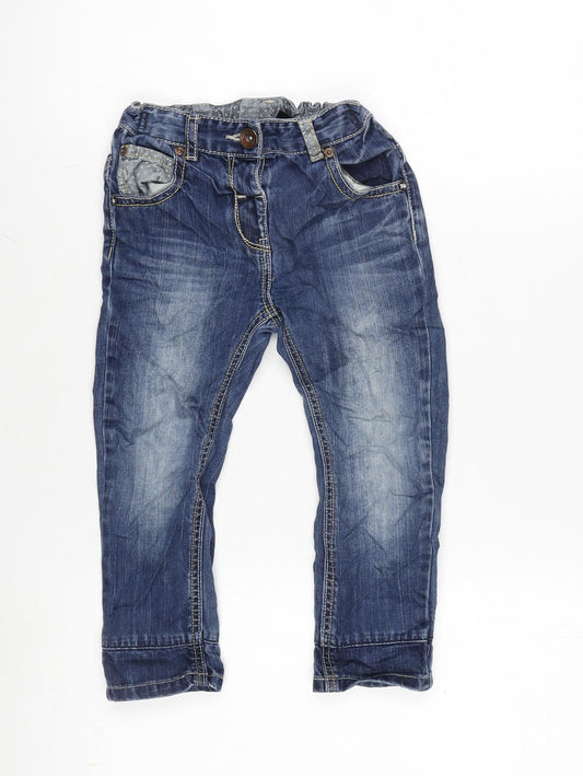 NEXT Boys Blue Cotton Straight Jeans Size 2-3 Years Regular Button
