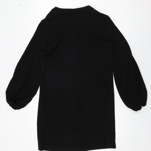 Damsel in a Dress Womens Black Polyester Shift Size 12 V-Neck Zip