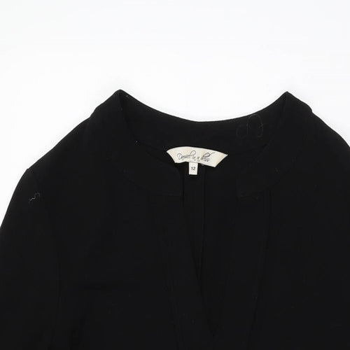 Damsel in a Dress Womens Black Polyester Shift Size 12 V-Neck Zip