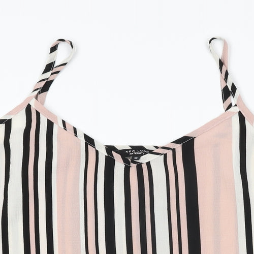 New Look Womens Pink Striped Polyester Camisole T-Shirt Size 16 V-Neck