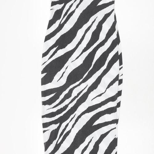 PRETTYLITTLETHING Womens White Animal Print Polyester Maxi Size 4 Scoop Neck Pullover