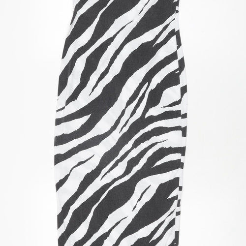 PRETTYLITTLETHING Womens White Animal Print Polyester Maxi Size 4 Scoop Neck Pullover