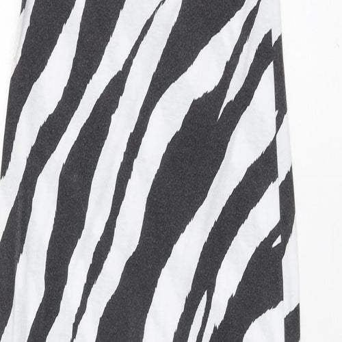 PRETTYLITTLETHING Womens White Animal Print Polyester Maxi Size 4 Scoop Neck Pullover