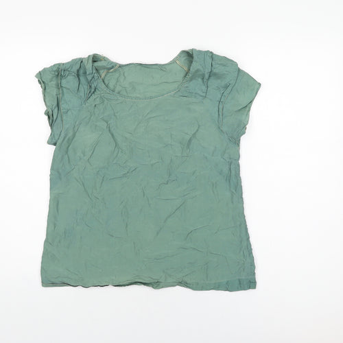 Autograph Womens Green Silk Basic T-Shirt Size 10 Round Neck