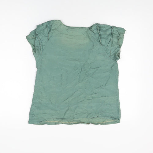 Autograph Womens Green Silk Basic T-Shirt Size 10 Round Neck